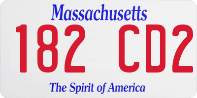 MA license plate 182CD2