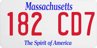 MA license plate 182CD7
