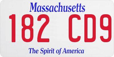 MA license plate 182CD9