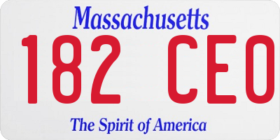 MA license plate 182CE0