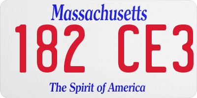 MA license plate 182CE3