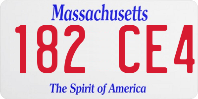 MA license plate 182CE4