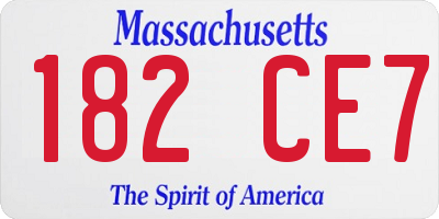 MA license plate 182CE7