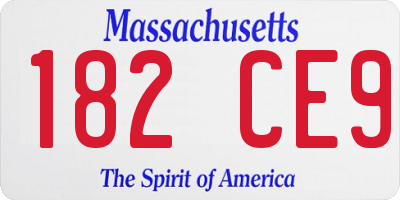 MA license plate 182CE9