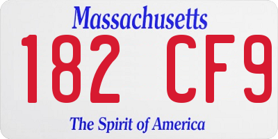 MA license plate 182CF9