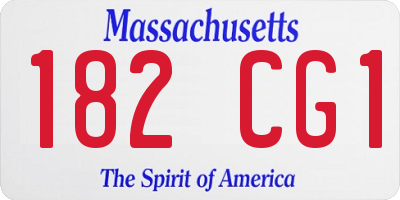 MA license plate 182CG1