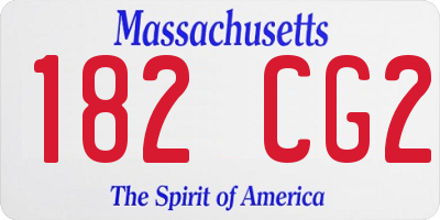 MA license plate 182CG2
