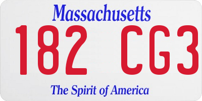 MA license plate 182CG3