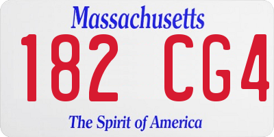 MA license plate 182CG4