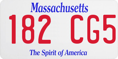 MA license plate 182CG5