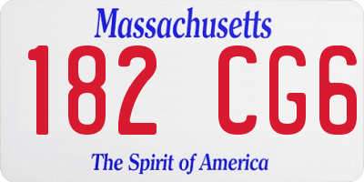 MA license plate 182CG6
