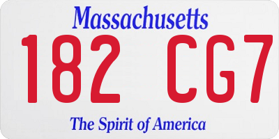 MA license plate 182CG7