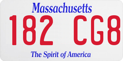MA license plate 182CG8