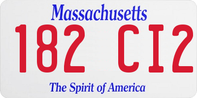 MA license plate 182CI2