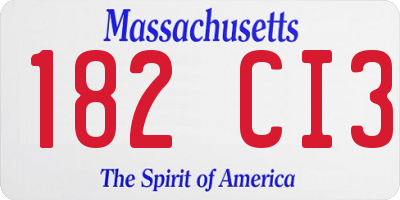 MA license plate 182CI3