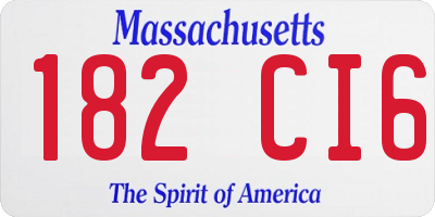MA license plate 182CI6