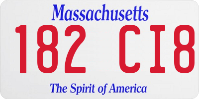 MA license plate 182CI8