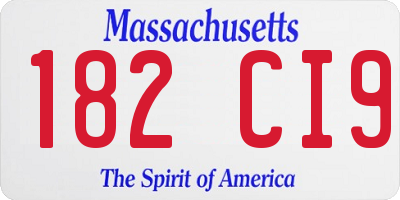 MA license plate 182CI9