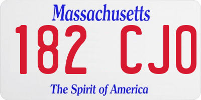 MA license plate 182CJ0