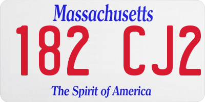 MA license plate 182CJ2