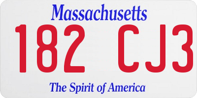 MA license plate 182CJ3