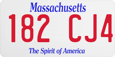 MA license plate 182CJ4