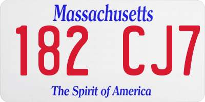 MA license plate 182CJ7