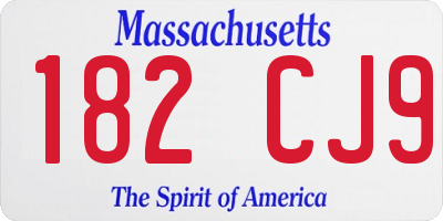 MA license plate 182CJ9