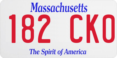 MA license plate 182CK0