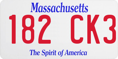 MA license plate 182CK3