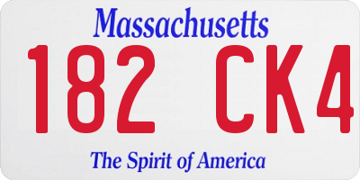 MA license plate 182CK4