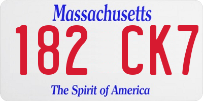 MA license plate 182CK7