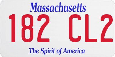 MA license plate 182CL2