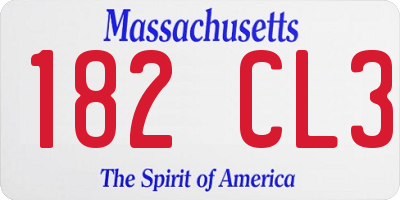 MA license plate 182CL3