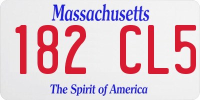 MA license plate 182CL5