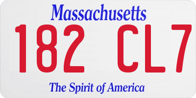 MA license plate 182CL7