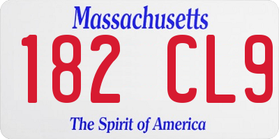 MA license plate 182CL9