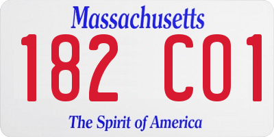 MA license plate 182CO1