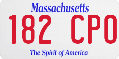 MA license plate 182CP0