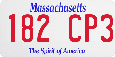 MA license plate 182CP3