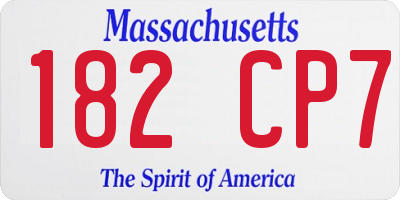 MA license plate 182CP7
