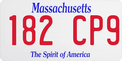MA license plate 182CP9