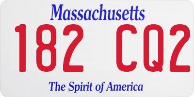 MA license plate 182CQ2