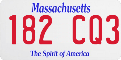 MA license plate 182CQ3