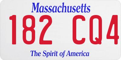 MA license plate 182CQ4