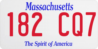 MA license plate 182CQ7
