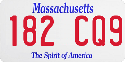 MA license plate 182CQ9