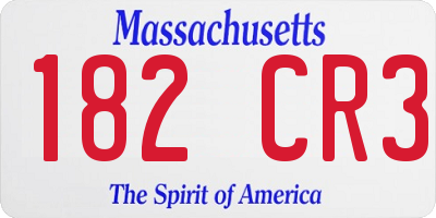 MA license plate 182CR3