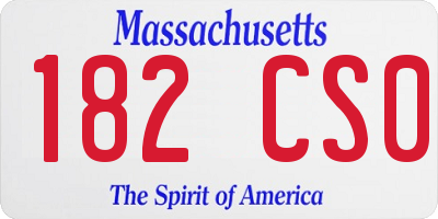MA license plate 182CS0