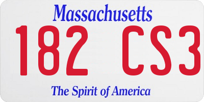 MA license plate 182CS3